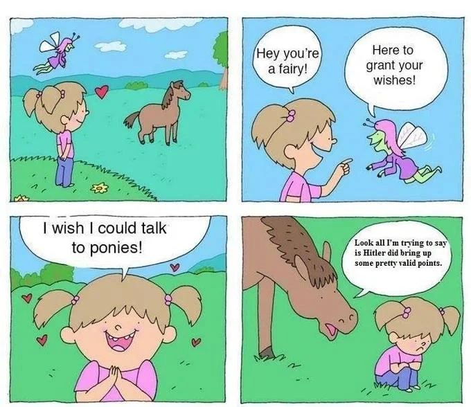 I Wish I Could Talk to Ponies — Pony comic edited so the horse says 'jet fuel can't melt steel beams debra'