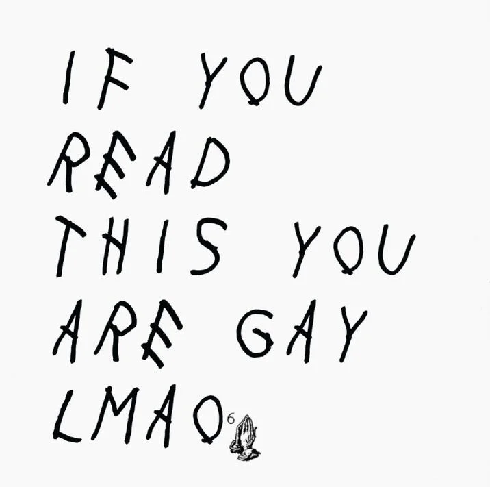 If You Read This You Are Gay Lmao — Clean minimal design showing iconic phrase handwritten on white background with prayer hands emoji.
