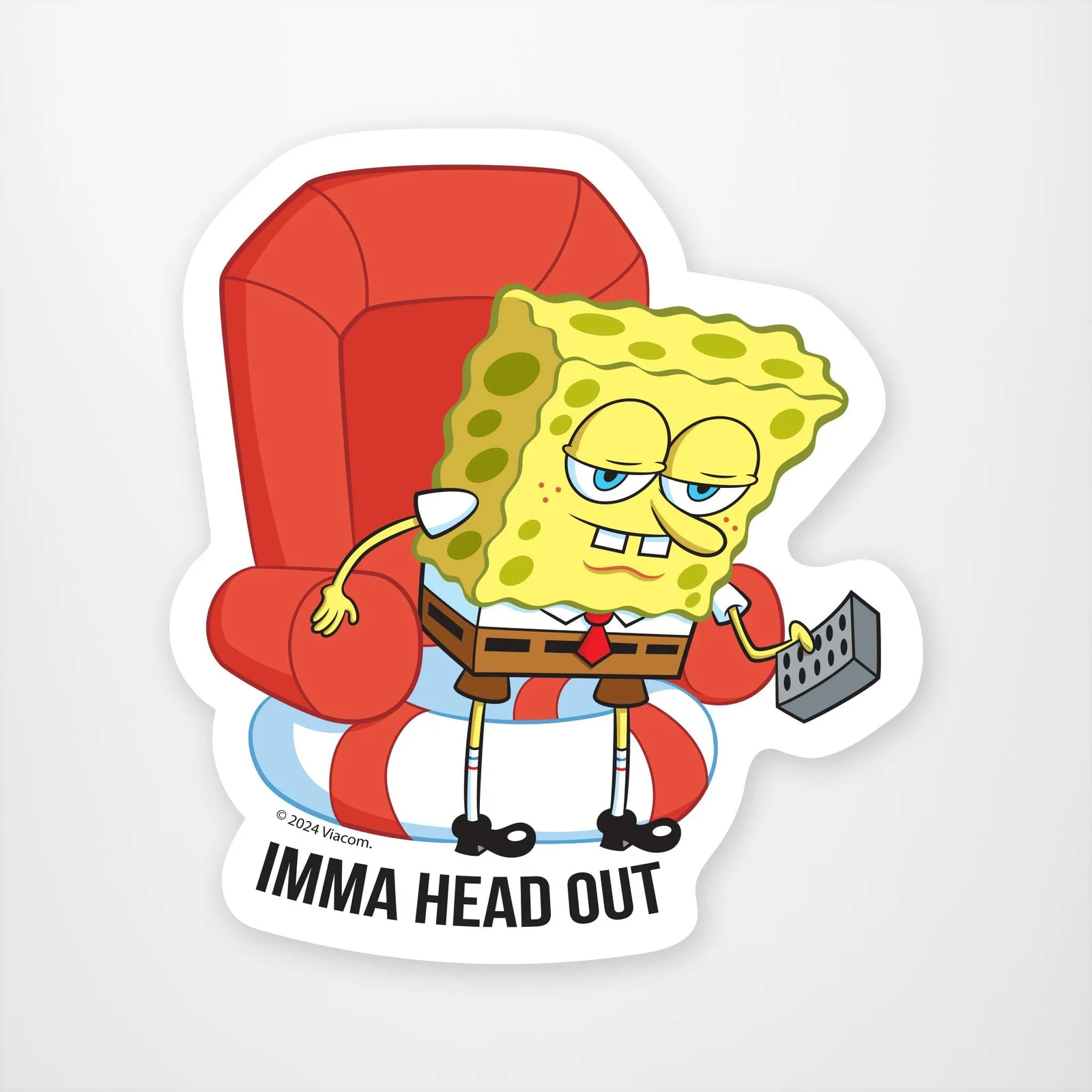 Ight Imma Head Out — Licensed merchandise sticker version with stylized SpongeBob illustration and 'IMMA HEAD OUT' text.