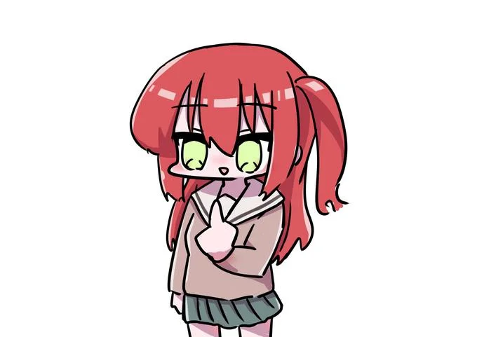 Ikuyo Kita's Middle Finger — Chibi Ikuyo Kita holding up a peace sign