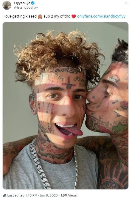 Im An Island Boy By Flyysoulja And Kodiyakredd The Island Boys — Flyysoulja tweet with the Island Boys cheek-to-cheek promoting an OnlyFans account.