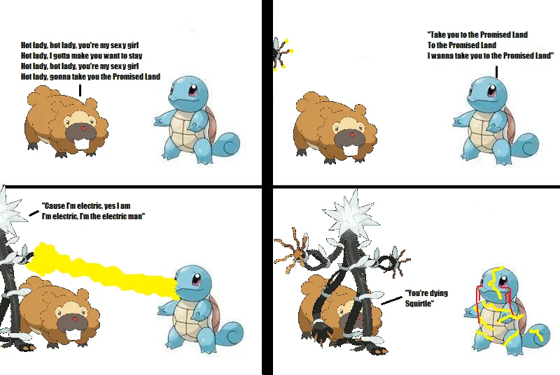 Im Dying Squirtle — Four-panel comic of a flaming Weegee/Luigi beside Squirtle in the 'I'm Dying, Squirtle' format.