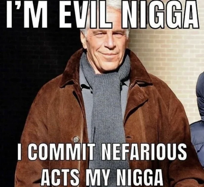 I'm Evil Nigga. I Commit Nefarious Acts My Nigga — Evil Patrick Star meme with key descriptor words covered by black censor bars