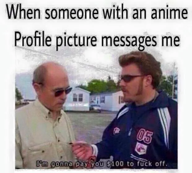 I'm Gonna Pay You $100 to Fuck Off — Meme about dismissing people with anime profile pictures
