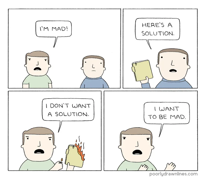 Im Mad Heres A Solution — Original Poorly Drawn Lines four-panel 'I'm Mad, Here's a Solution' comic
