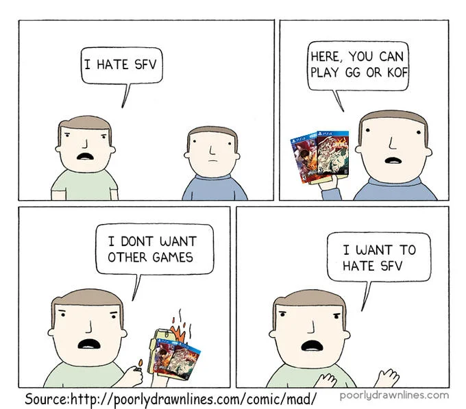 Im Mad Heres A Solution — Street Fighter V hate comic remix suggesting other fighting games as a solution