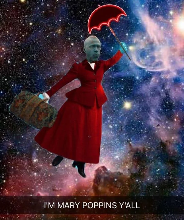 "I'm Mary Poppins, Y'all" — Fan art of Yondu floating in space with the text 'I'm Mary Poppins Y'all'.
