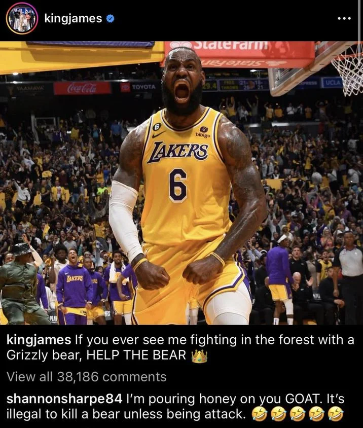 I'm Pouring Honey on You GOAT — Split image of LeBron James Instagram post next to an AI-generated goat covered in honey