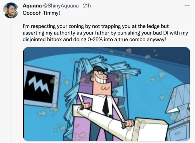 I'm Respecting Your Privacy By Knocking But Asserting My Authority As Your Paren... — Tweet from Aquana using the Timmy's dad meme with a Smash Bros. caption