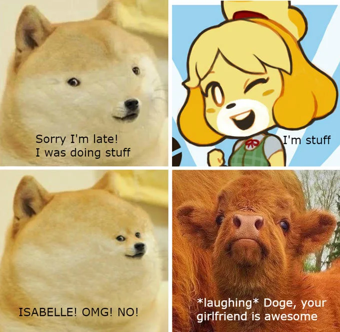 Im Stuff — Ironic adaptation featuring Minecraft characters in four-panel format with 'ALEX! OMG! NO!' shock reaction.