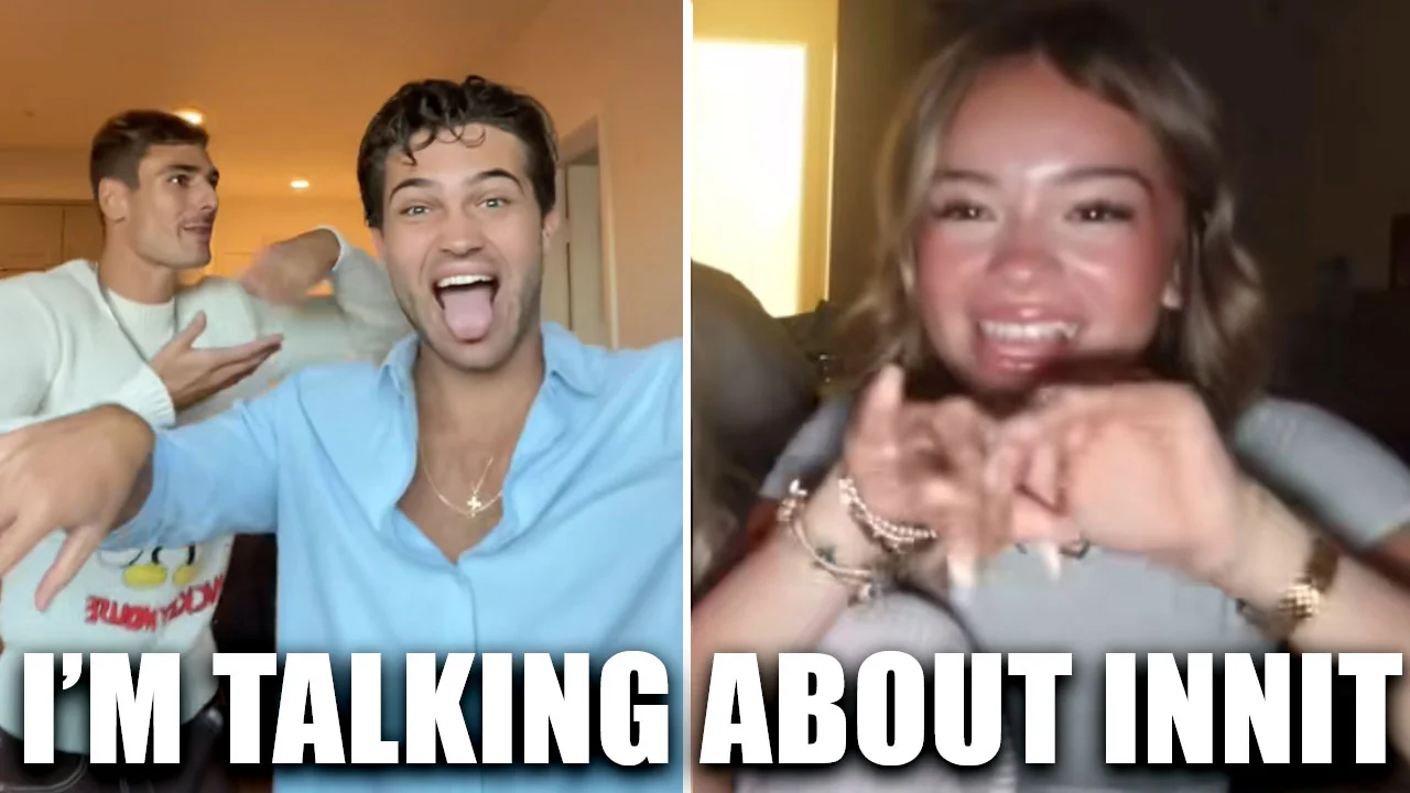 Im Talking About Innit — Split-screen meme showing two men on the left and a woman on the right with the caption 'I'M TALKING ABOUT INNIT'