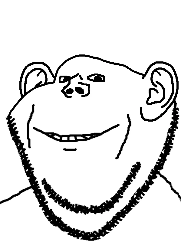 Clean grayscale Impjak face with impish grin and round ears