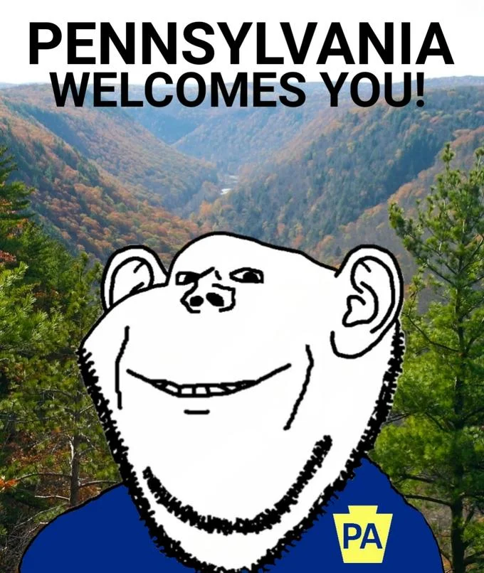 Impjak edited into Pennsylvania Welcomes You tourism image