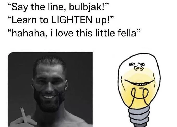 Impjak — Say the Line meme featuring lightbulb-shaped bulbjak Wojak