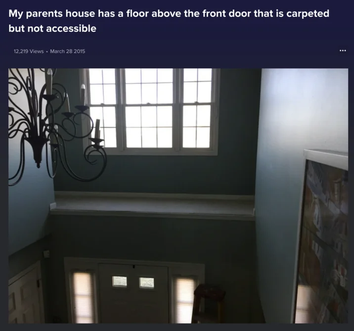 Inaccessible Foyer Landing — Social media post showing an inaccessible carpeted floor above a front door
