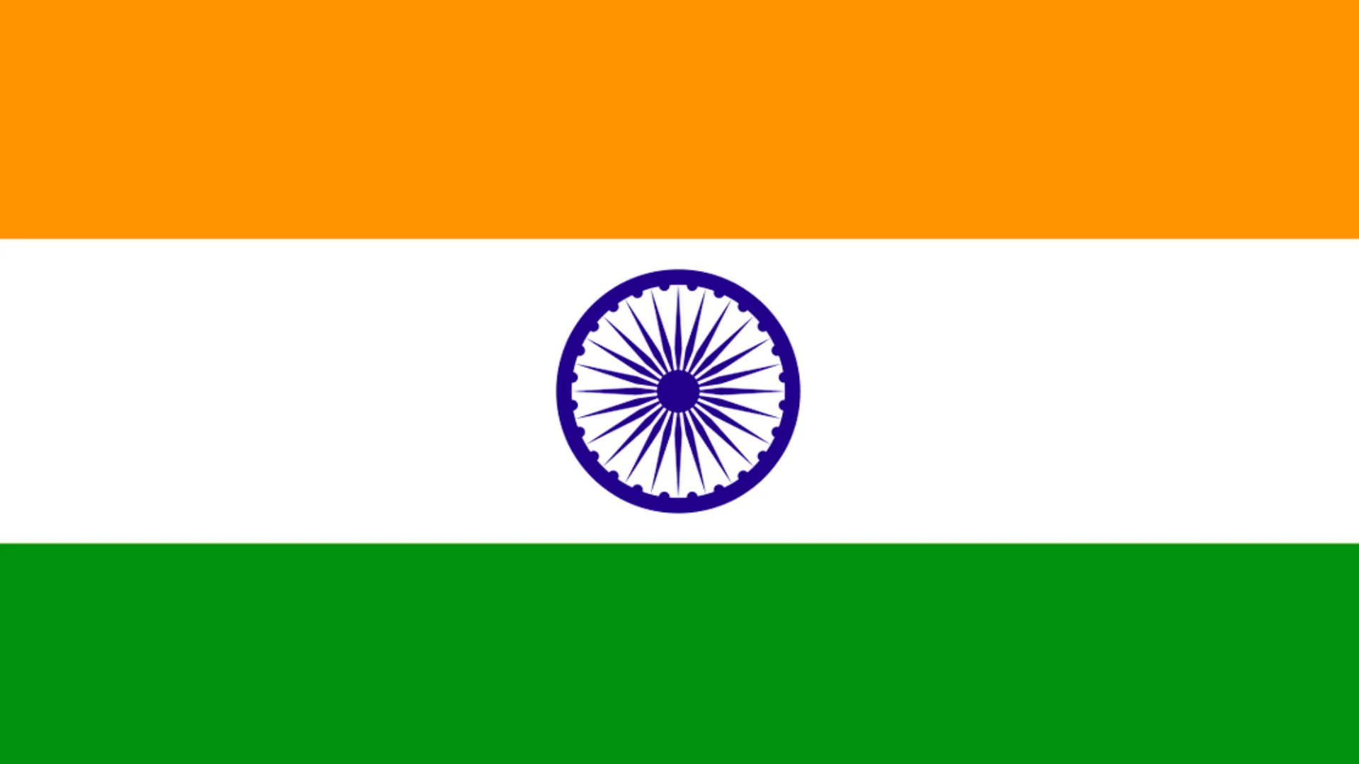 Flag of India with saffron, white and green stripes and Ashoka Chakra