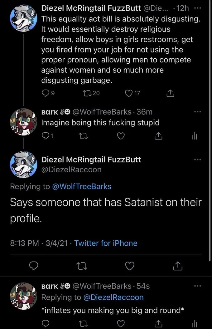 Inflates You Making You Big And Round — Dark Twitter screenshot showing phrase used as general dismissal reply to Diezel's controversial statement.