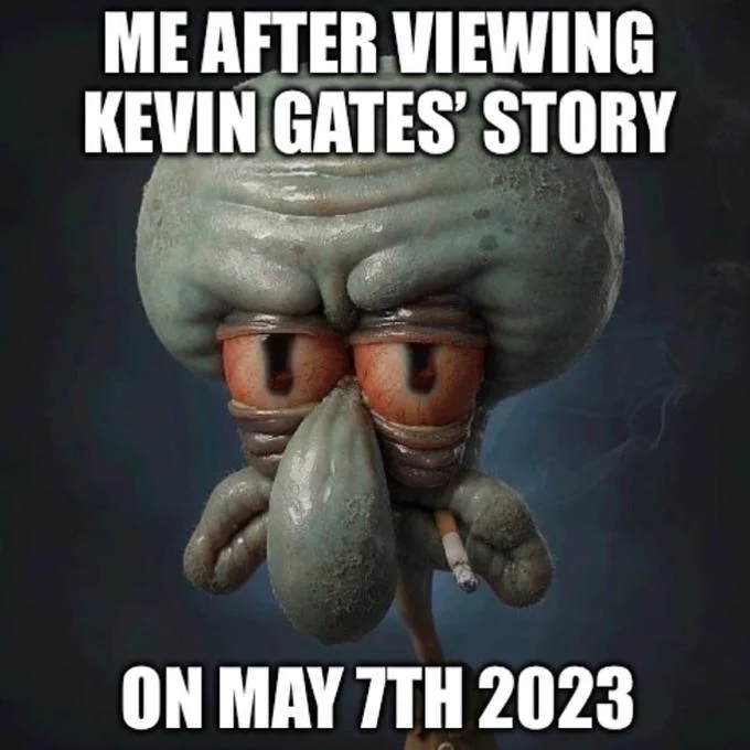 Instagram Story Trend — Reaction meme with peculiar 3D animated character with wide eyes captioned about viewing story on May 7th.