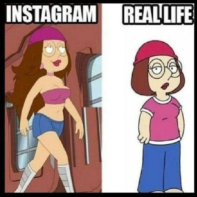 Instagram vs. Reality — Meme comparing a Tweety Bird ice cream bar's cute packaging art with the misshapen real popsicle inside.
