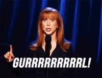 Internet Slang — Red-haired woman on stage with mouth open and bold text 'GURRRRRRRRRL!' showing elongated spelling.