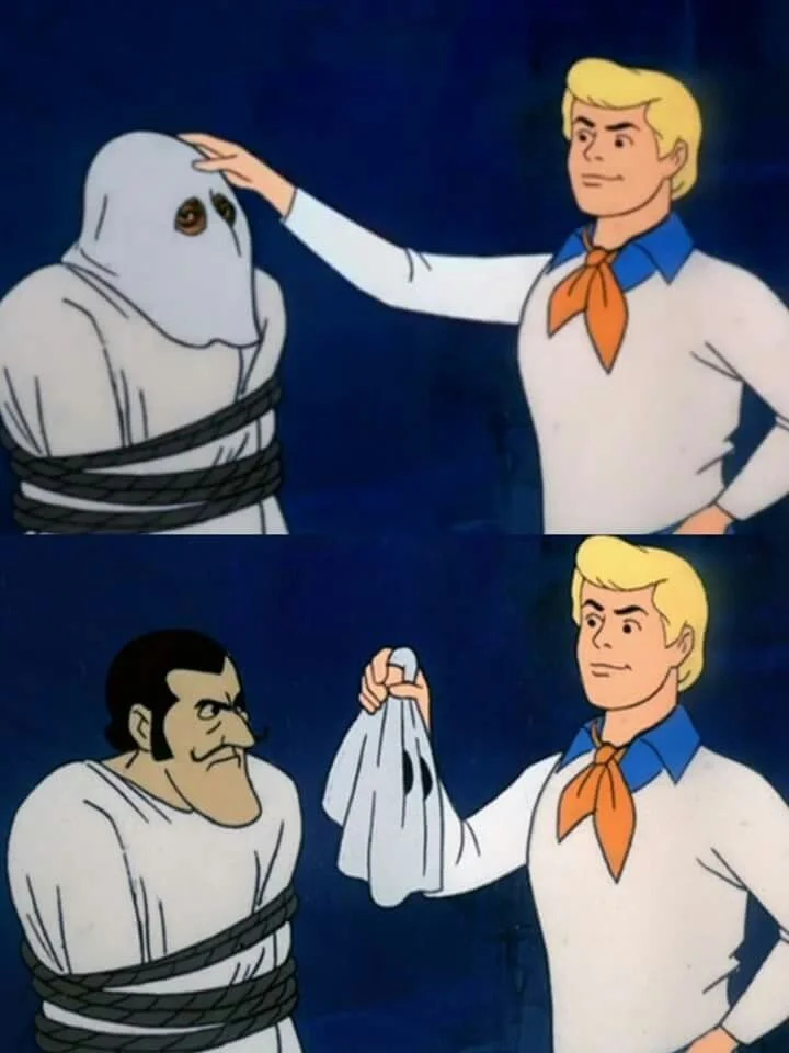 IP Address Reveal — Scooby-Doo classic unmasking scene showing characters revealing masked figure's identity.