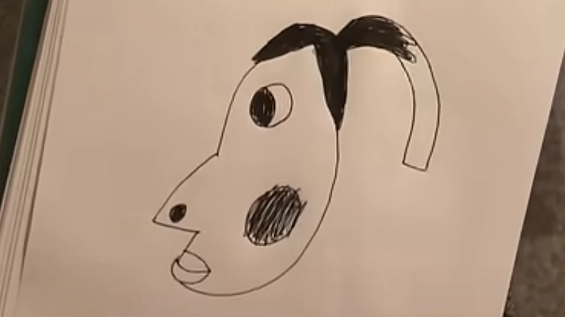 Is That Hyperpigmentation — Hand-drawn sketch of a side-profile face with a large dark scribbled spot on the cheek.