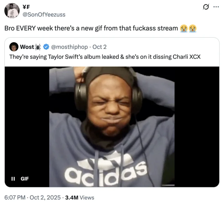 Ishowspeeds Early Stream — iShowSpeed making a scrunched-face reaction while wearing headphones and an Adidas hoodie.
