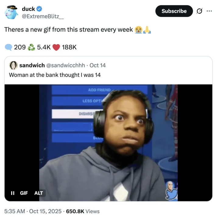 Ishowspeeds Early Stream — Tweet dismissing Kai Cenat comparisons after iShowSpeed's stream was 'listed on IMDb'.