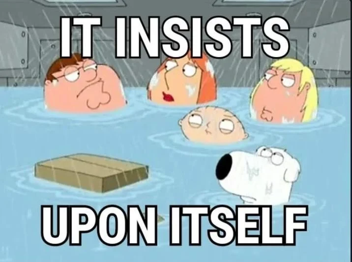 It Insists Upon Itself — Robbie Goodwin tweet with a 'Hold Up his writing is this fire' reaction meme about Peter Griffin