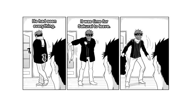 It Was Time for Thomas to Leave — Three-panel manga parody of the Thomas meme reading 'He had seen everything. It was time for Sakurai to leave.'