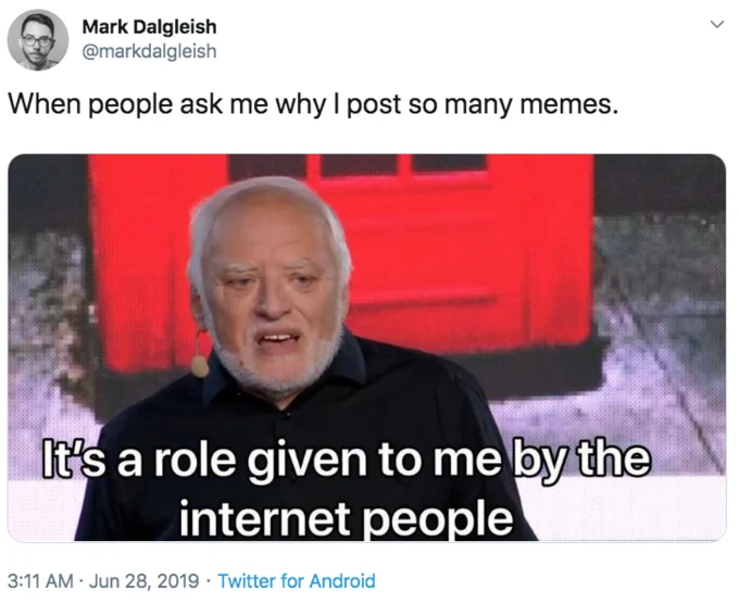 Its A Role Given To Me By The Internet People — Twitter post by Mark Dalgleish featuring Andras Arato with signature quote from TEDx event.