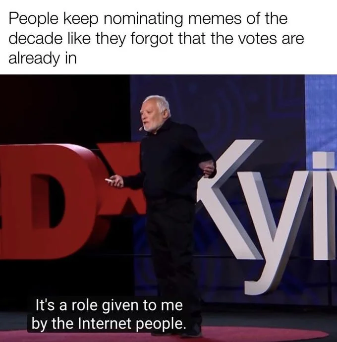 Its A Role Given To Me By The Internet People — Screenshot from TEDx Talks showing Andras Arato speaking on stage with famous quote caption.