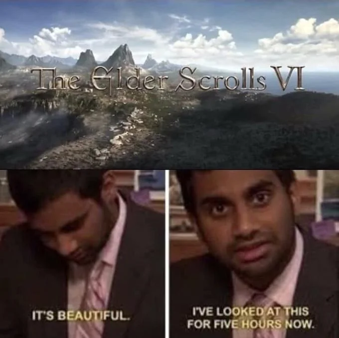 It's Beautiful I've Looked At This For Five Hours Now — Overwatch Mercy skin above the two Aziz Ansari 'it's beautiful' meme panels