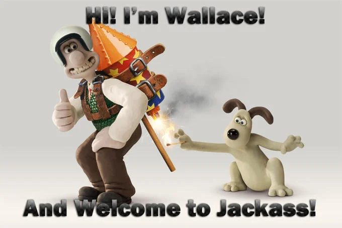 Meme of the Titanic ocean liner with the caption 'Hi, my name is Titanic and welcome to Jackass'