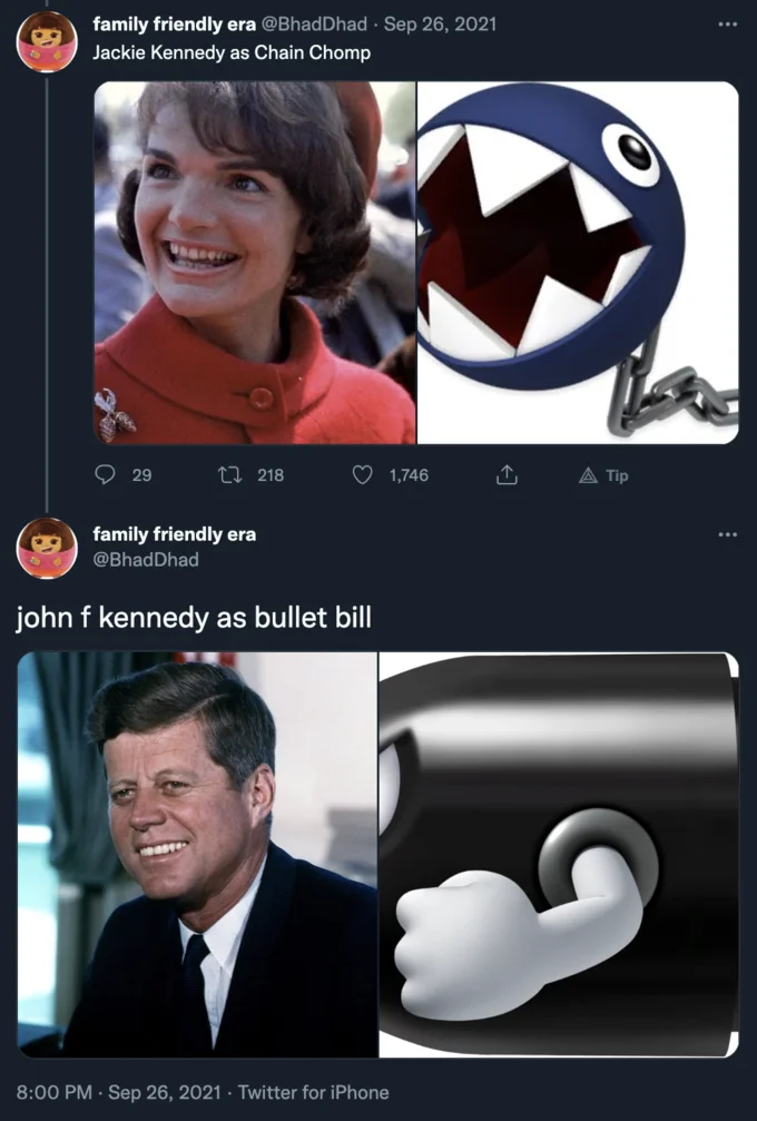 Jackie Kennedy Eats Sheet Metal — Tweet joking that JFK and Jackie met over sheet metal, with photos of both