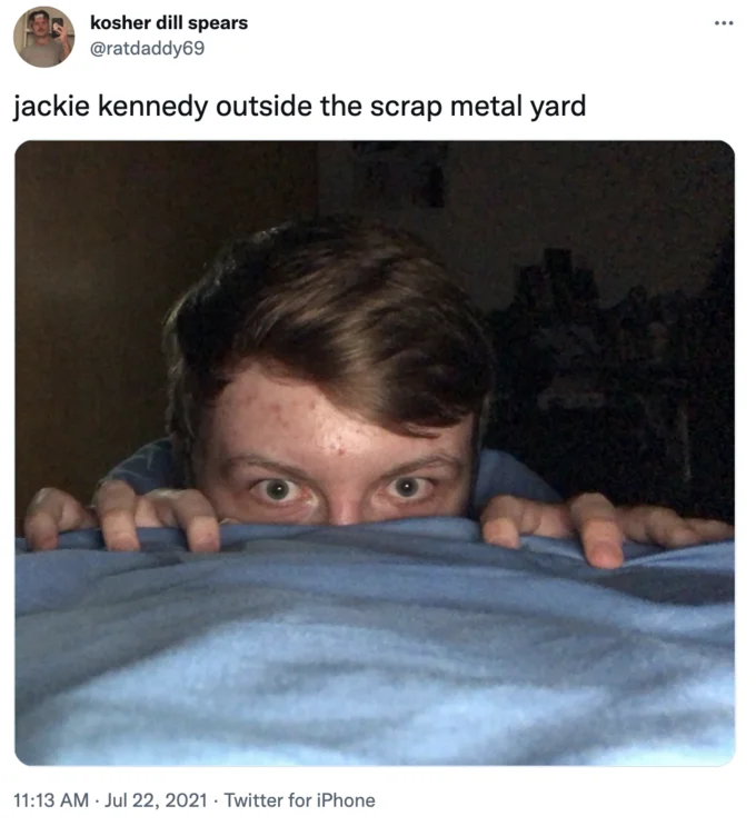 Jackie Kennedy Eats Sheet Metal — Tweets comparing Jackie Kennedy to Chain Chomp and JFK to Bullet Bill