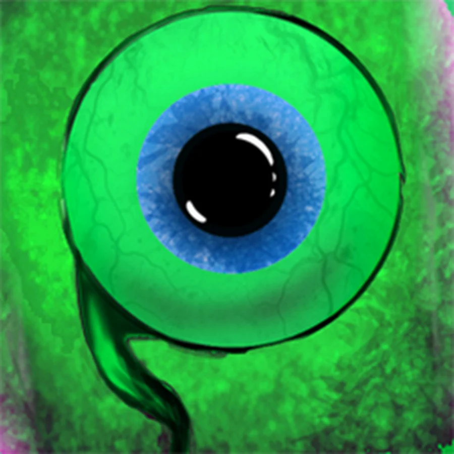Septiceye Sam, the green eyeball mascot of YouTuber Jacksepticeye.