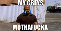 James Doakes Surprise Motherfucker — James Doakes in a light blue shirt with text 'MY CREYS' and 'MOTHAFUCKA' combining the meme with internet crying slang.