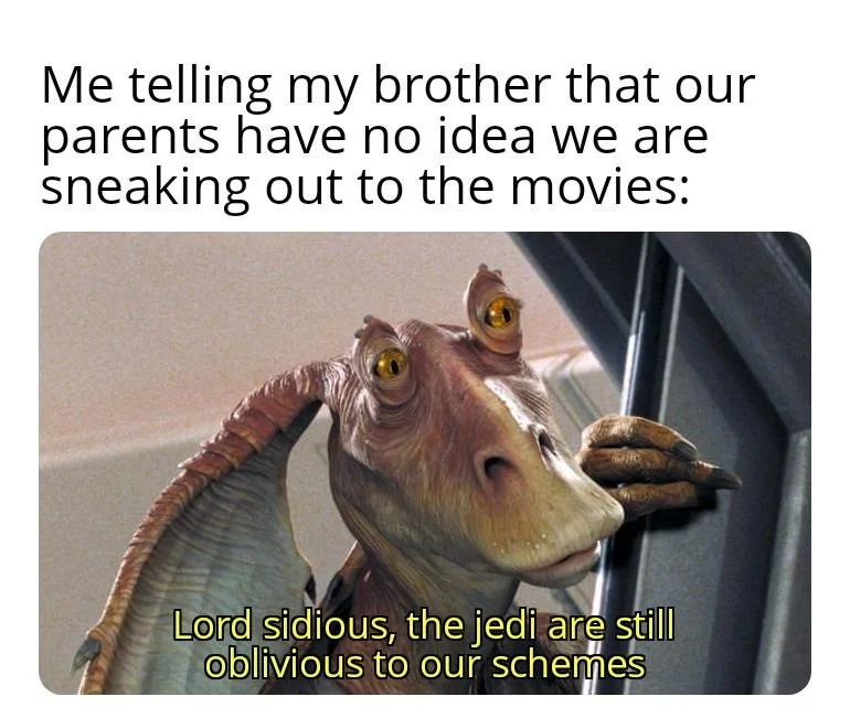 Jar Jar Binks meme referencing the Palpatine conspiracy theory