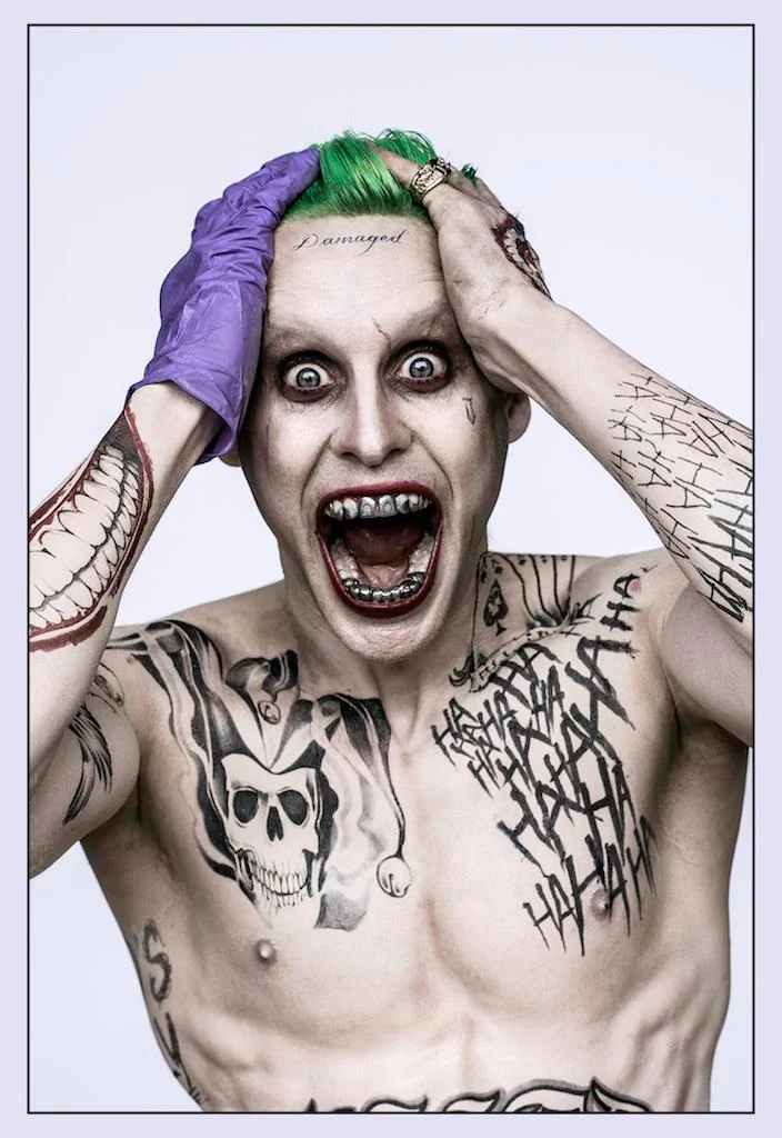 Jared Leto's Joker — Set photo of Jared Leto as Joker and Margot Robbie as Harley Quinn during Suicide Squad filming
