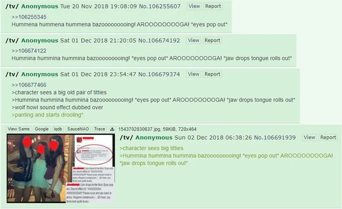 *Jaw Drops* Awooga! — 4chan /tv/ thread screenshots of hummina hummina bazooing copypasta variants