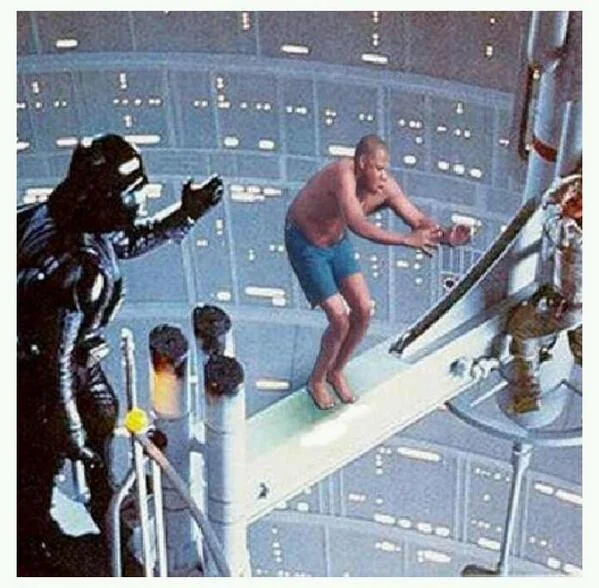 Jay Z — Photoshop of Jay-Z on the Cloud City platform confronting Darth Vader from Star Wars