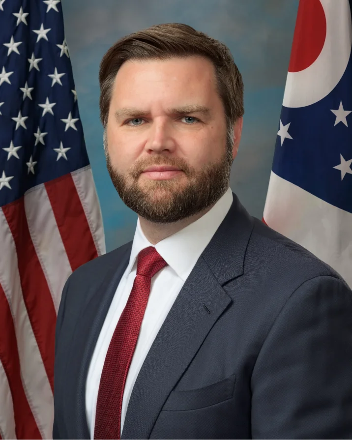 J.D. Vance Edited Face Photoshops — JD Vance official Senate portrait with American and Ohio flags