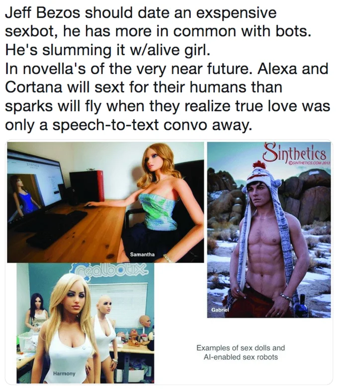Jeff Bezos' "Alive Girl" Text — Still from Lars and the Real Girl captioned 'I love you, alive girl' #Bezos