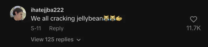 Jellybean Memes — A Twitter reply from @ihatejiba222 saying 'We all cracking jellybean' with laughing emojis.