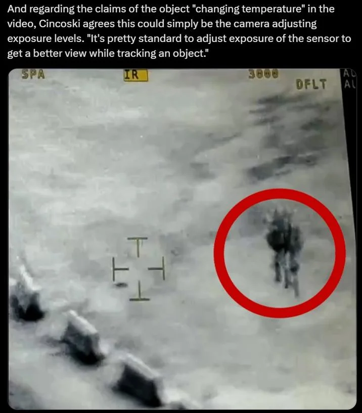Jellyfish Ufo Uap — Screenshot of expert commentary over an infrared sensor frame with the jellyfish UAP circled in red