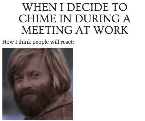 Jeremiah Johnson Nod Of Approval — Meme macro of Jeremiah Johnson with overlay text about deciding to chime in during a work meeting and expecting approval.