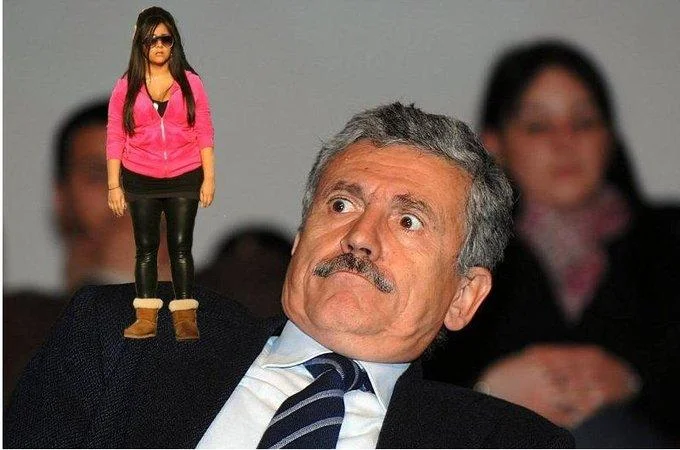 Jersey Shore — Photoshopped meme of a tiny Snooki figure standing on a startled man's shoulder