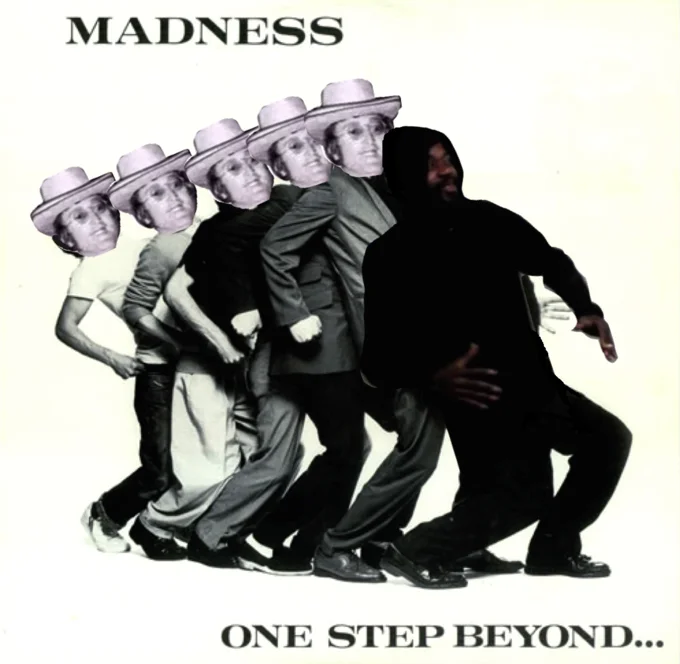 John Lennon The Absolute Madman — Madness One Step Beyond album cover edited so all the dancers have John Lennon's head