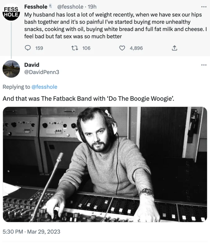 John Peelposting — Tweet mocking Lad Bible as an indie band called Clickbait with the John Peel photo